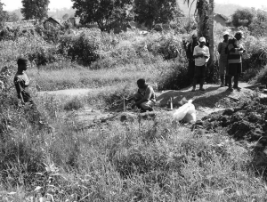 Stream sediment sampling at Banro's Namoya project in the Democratic Republic of the Congo.