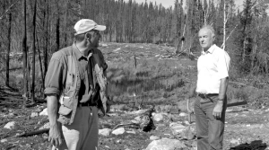 Golden Band Resources' exploration manager Ron Avery (left) and director John Tosney at the Birch Crossing property, part of the company's 750-sq.-km La Ronge gold belt land package in northern Saskatchewan.