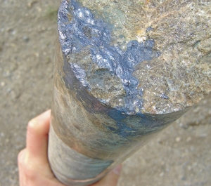 Core from Yankee Hat Minerals' Lobo del Norte copper-molybdenum project, on the Whitehorse Copper Belt in the Yukon. A past-producer, minerals at Lobo del Norte occur primarily within calc-silicate skarns hosted in Upper Triassic limestone of the Askala formation.