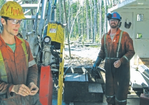 Drillers cut a deep hole on Linear Metals' KM61 moly project in northwestern Ontario. The mineralized zone has a 1.5-km strike length, a 325-metre width, and typical thicknesses of 100 to 300 metres.