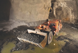 A load-haul-dump loader moves ore at Agnico-Eagle Mines' flagship LaRonde gold mine in the Abitibi region of northwestern Quebec, near Val d'Or.