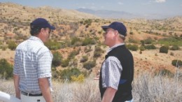 Mike Clarke, vice-president of exploration for Augusta Resource (left) and Jamie Sturgess, vice-president of sustainability overlooking the company's Rosemont copper-molybdenum-silver project, in southern Arizona.