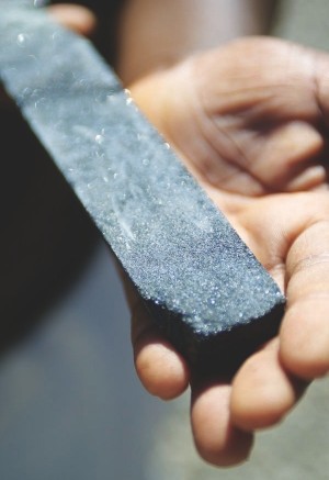 Section of mineralization in core from Platinum Group Metals and Anglo Platinum's Western Bushveld joint venture, in South Africa. Production of platinum from South Africa is expected to be 250,000 oz. lower this year, according to a report released by Johnson Matthey.