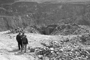 Standing next to the pit at Duran Ventures' Aguila copper-molybdenum project in Ancash, Peru.