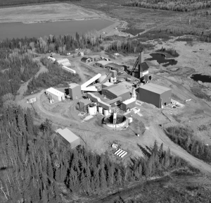 An aerial shot of Lake Shore Gold and West Timmins Mining's Timmins West joint venture. Lake Shore's Timmins West shaft -- on its adjacent, wholly owned development project -- is less than 750 metres northeast of the latest high-grade intercepts the partners have drilled at the Rusk zone.