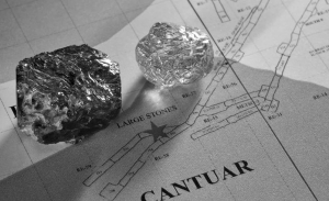 Two of the largest diamonds pulled from the Cantuar zone at Shore Gold's Star West project, in Saskatchewan, part of the Fort  la Corne joint-venture with Newmont Mining.