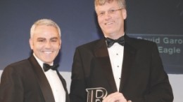 David Garofalo of Agnico-Eagle Mines (left) collects the award for best investor relations by a CFO from Michael Nowlan of Marketwire.