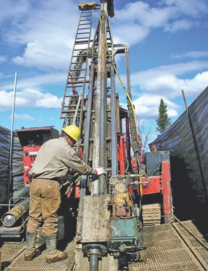 Drilling at International Tower Hill Mines' Livengood gold project, 110 km north of Fairbanks, Alaska. A new resource estimate has boosted the deposit's gold count by 70%.