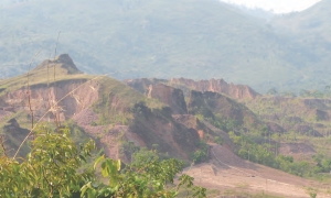 Overgrown artisanal mine workings at Colossus Minerals' Serra Pelada gold-platinum group elements project in Brazil. The project was the site of an epic gold rush in the 1980s.