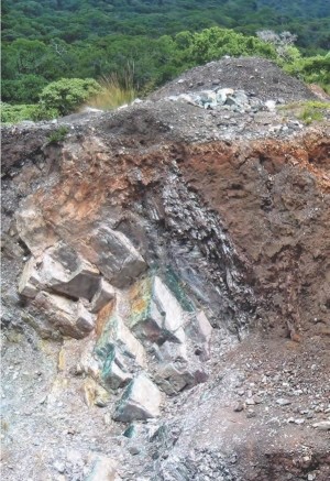 Revealed copper oxide mineralization at Tiger Resources' Kipoi North discovery, part of the Kipoi copper project, located in the Democratic Republic of the Congo.