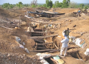 Artisanal mine workings in Burkina Faso. Volta Resources has released a resource estimate for its Gaoua porphyry copper-gold project in the country's southwest.