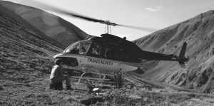 Freeport-McMoRan Copper and Gold personnel setting out for prospecting on the company's Keele property, in the Mackenzie Mountains.