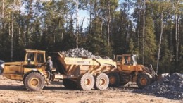 Earth-moving equipment at Richmont Mines' Island gold project near Wawa, Ont.