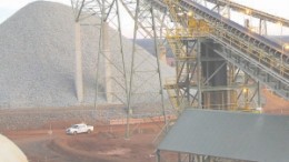 Stockpiling coarse ore at Newmont Mining's Boddington copper-gold project, 130 km southeast of Perth, in Australia.