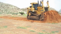 Earth-moving equipment breaks ground at Nevsun Resources' Bisha VMS deposit in western Eritrea.