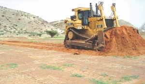 Earth-moving equipment breaks ground at Nevsun Resources' Bisha VMS deposit in western Eritrea.