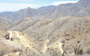 Two diamond drills working at the western side of Apoquindo Minerals and Teck Recources' Zafranal copper project in southern Peru.