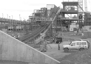 Constructing a conveyor belt in 2008 at Equinox Minerals' Lumwana copper mine in Zambia.