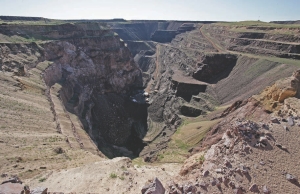 Looking south at the pit at American Bonanza Gold's Copperstone gold mine in Arizona.