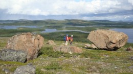 Exploring a boulder field at Misery Lake in far northeastern Quebec, 120 km south of Quest Uranium's Strange Lake rare earth elements project. Credit: Patrick Collins/Quest Uranium