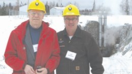 Vernon Coffin, a technical consultant with Northgate Minerals (left), and Tom Obradovich, president and chief executive of the former Young-Davidson Mines, who consolidated the ground position around the Young-Davidson mine before selling it to Northgate Minerals.