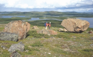 Exploring a boulder field at Misery Lake, in Quebec, 120 km south of Quest Uranium's Strange Lake rare earth elements project.