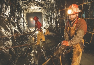 Working underground at Claude Resources' Seabee gold mine in northeastern Saskatchewan. The company recently received the final necessary operating permit for Santoy 8, a satellite deposit 14 km east of Seabee.