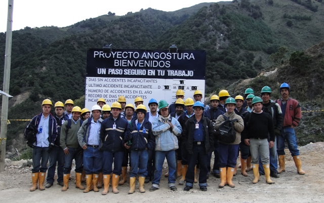 Workers at the Angostura project site in Colombia. Credit: Greystar Resources.