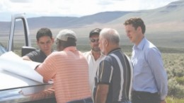 Western Lithium president Jay Chmelauskas (far right) and Dennis Bryan, senior vice-president of development (second from right) show off the Kings Valley lithium property in northern Nevada to a group of site visitors.