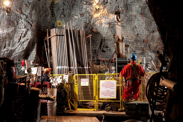 Underground at North American Palladium's Lac Des Iles palladium mine in Ontario. Credit: North American Palladium