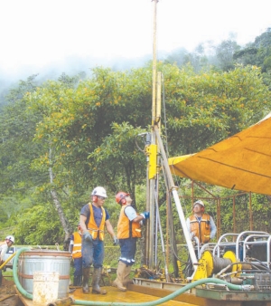 A drill turns at Anfield Nickel's Mayaniquel site in northeastern Guatamala.