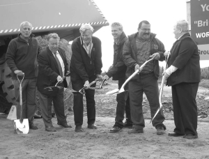 At the ground-breaking ceremony for Northgate Minerals' Young-Davidson gold mine in Matachewan, Ont. Gold production is planned to begin in 2012. From left: David Ramsay; Member of Provincial Parliament (Timiskaming-Cochrane), Michael Gravelle; Ontario Minister of Northern Development, Ken Stowe; president and CEO of Northgate Minerals, Charlie Angus; federal Member of Parliament (Timmins-James Bay), Chief Richard Wincikaby (Matachewan First Nation) and Beverly Hine; Reeve of Matachewan Township Reeve.