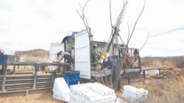 Workers drill at Valley High Ventures and Levon Resources' joint venture Cordero project in Chihuahua, Mexico.