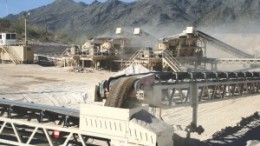 A conveyor moves ore at Capital Gold's El Chanate gold mine in northwestern Mexico's Sonora state.