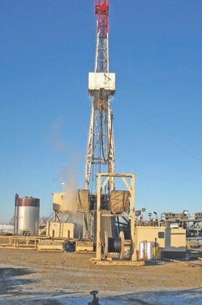 A drill rig at Potash One's Legacy project in Saskatchewan.