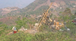 Drillers working at Radius Gold's Holly-Banderas gold-silver project in southeast Guatemala.