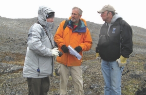 At Peregrine Diamonds' Chidliak project on Nunavut's Baffin Island, from left: Des Kilalea, RBC Capital Markets analyst; Peter Holmes, Peregrine's vice-president of exploration; and Brooke Clements, Peregrine's president.