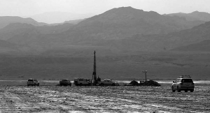 Drillers at Allana Potash's Dallol project in Ethiopia's Danakil depression.