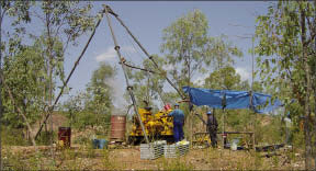 Drillers at Sunridge Gold's Asmara copper-gold-zinc project in Eritrea. Photo by Sunridge Gold