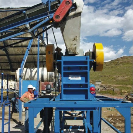 Lucara Diamond's crew work on constructing a conveyor at the Mothae diamond project in Lesotho. Photo by Lucara Diamond