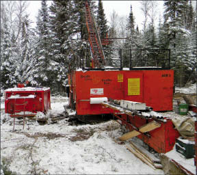 A drill rig at Probe Mines' Borden Lake gold project near Chapleau, Ont. Photo by Probe Mines