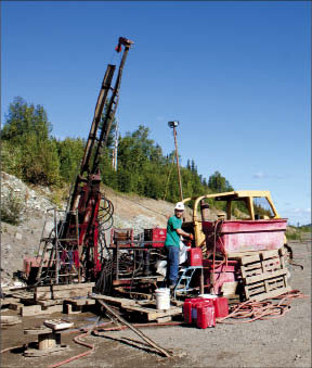 A driller working at Fire River Gold's Nixon Fork project in Alaska.Photo by Ian Bickis