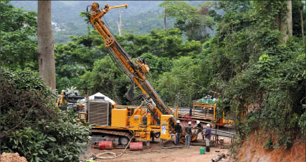 Drillers at Keegan Resources' Esaase project on the Asankrangwa gold belt in southwest Ghana. Photo by Keegan Resources