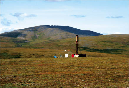 A drill rig at Northern Dynasty Minerals and Anglo American's Pebble copper-gold-molybdenum project in Alaska. Photo by Northern Dynasty Minerals