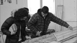Staff examine core from Typhoon Exploration's Fayolle gold project in Quebec's Abitibi region. Photo by Typhoon Exploration