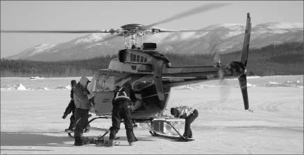 A crew getting ready to stake for Constantine Metal Resources and Carlin Gold in the Yukon. Photo by Carlin Gold