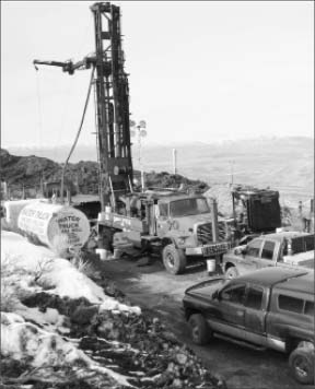 A drill rig at Premier Gold Mines' Saddle gold project in northeastern Nevada. Photo by Premier Gold Mines