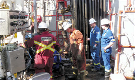 Drillers retrieving core at Karnalyte Resources' Wynyard Carnallitepotash project in Saskatchewan. Photo by Karnalyte Resources