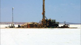 A drill rig at Allana Potash's Dallol potash project in the Danakil depression in northeastern Ethiopia. Photo by Allana Potash