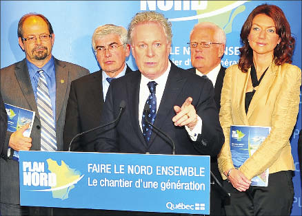 Quebec Premier Jean Charest unveiling the Plan Nord development program in Lvis, Que. Photo by Quebec Ministry of Natural Resources and Wildlife